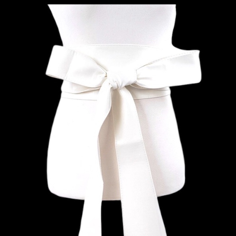 White Vegan Leather Obi Statement Belt